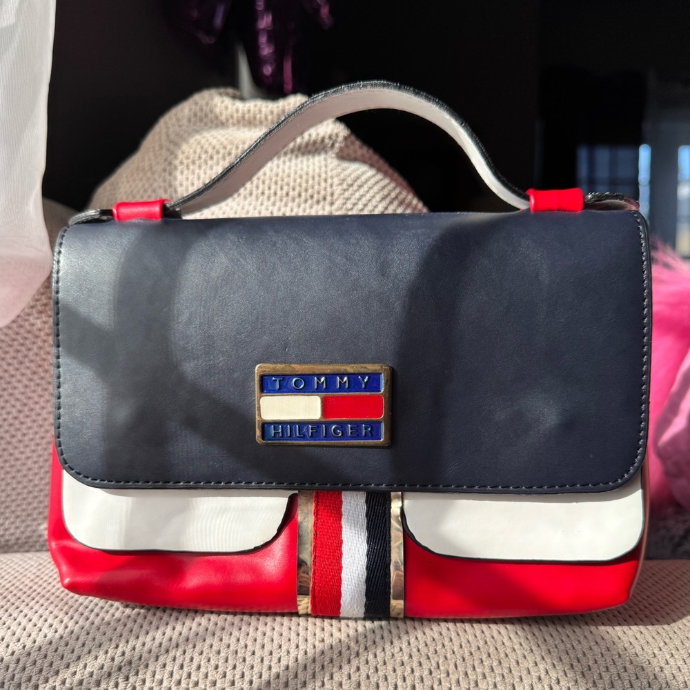 Tommy Hilfiger Red and Navy Satchel